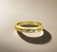 Load image into Gallery viewer, Gold Greek Ring, Mens Gold Band, Mens Jewelry, Geometric Ring, Handmade Jewelry, - Fuego