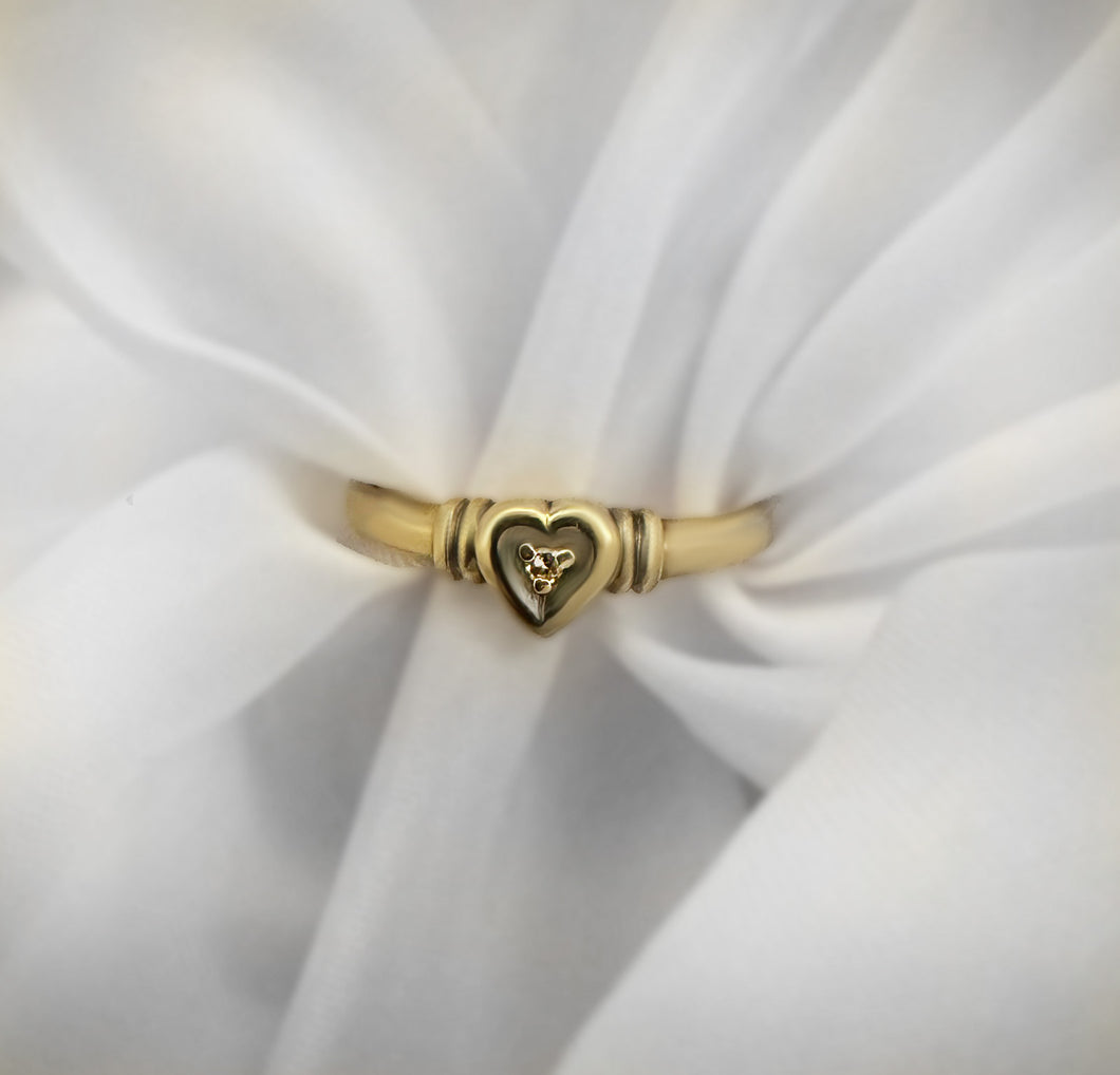 10k Yellow Gold Heart Ring, 10k gold ring, Simple gold ring, Minimalist Ring, Diamond Ring,