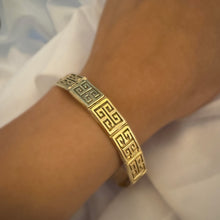 Load image into Gallery viewer, Meander Bangle, Sterling Silver, Sterling Silver 24k Gold Plated, fuego jewelry, pathway bangle, sacred geometry jewelry, vancouver jewelry, summer bangle