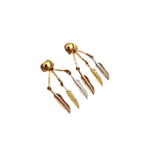Load image into Gallery viewer, Tri Color Feather Earrings, Minimalist Jewelry - Fuego