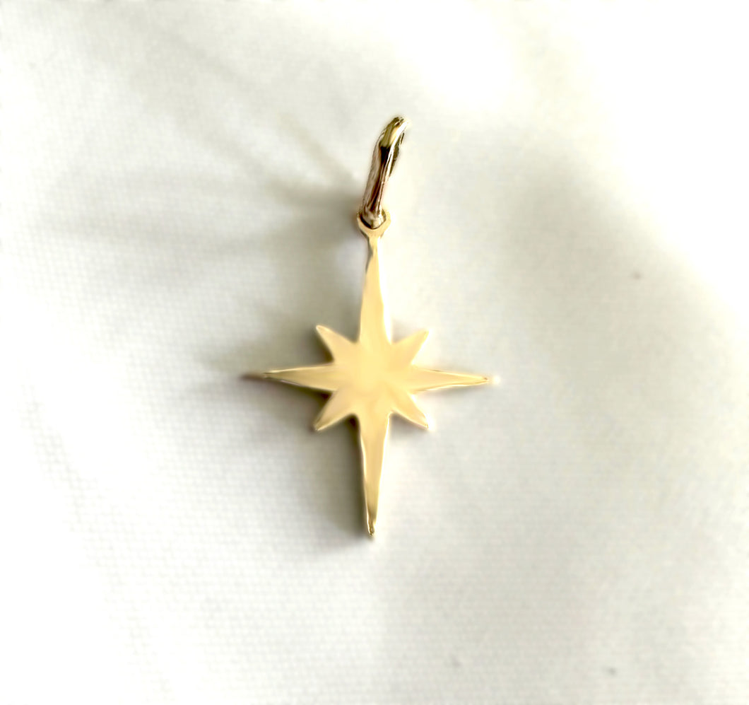 North Star Charm, 10k Yellow Gold, 10k Gold Pendant, Star pendant