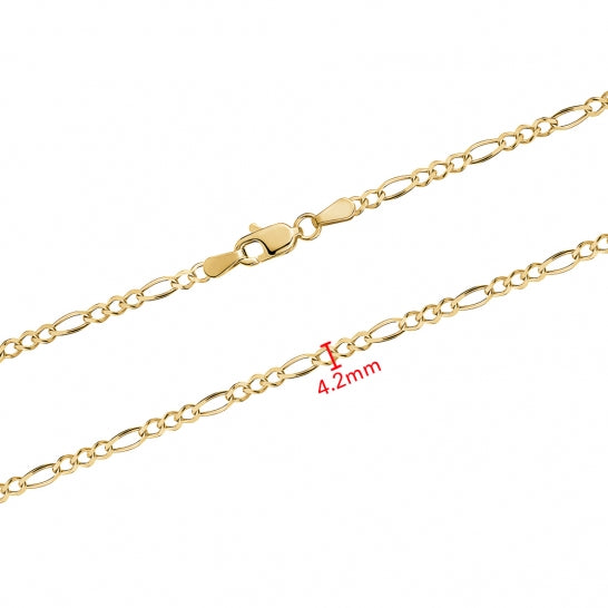 10K FIGARO CHAIN, NECKLACE, 4.2MM