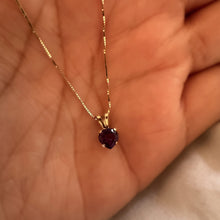 Load image into Gallery viewer, Amethyst Necklace, 10k Gold Chain, Birthstone, Single Stone Necklace, Handmade Pendant, Dainty Necklaces, Gold Necklace, 10k Gold Necklace

