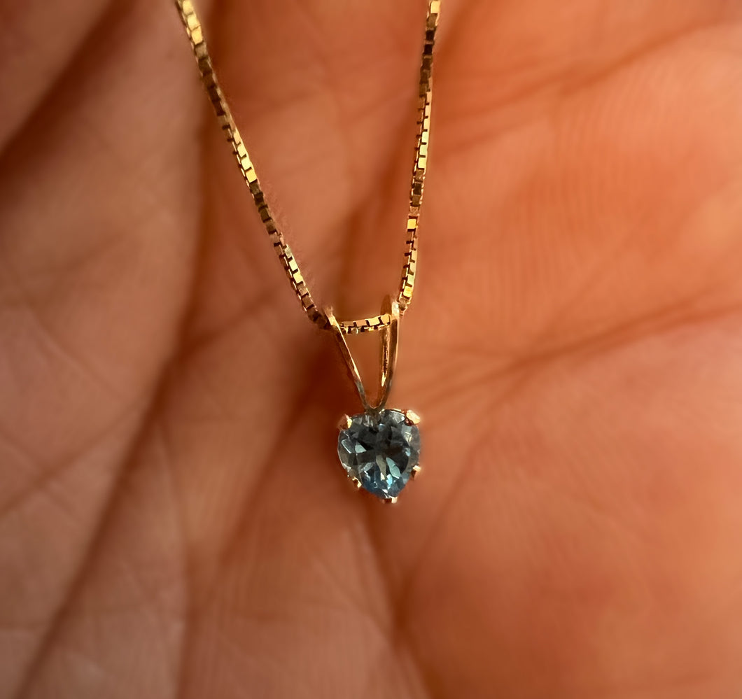 Blue Topaz Necklace, 10k Gold Chain, Birthstone, Single Stone Necklace, Handmade Pendant, Dainty Necklaces, Gold Necklace, 10k Gold Necklace