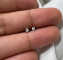 Load image into Gallery viewer, Stud Earrings, 14k White Gold with Diamond, Small Stud Earring, Bridesmaid Earrings, Diamond Stud, 14k Solid Gold, Gift for, Minimalist Ear

