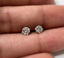 Load image into Gallery viewer, Diamond Stud Earrings, 18k White Gold, Minimalist Jewelry, Diamond Jewelry - Fuego
