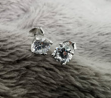 Load image into Gallery viewer, Circle Stud Earrings, Sterling Silver with Cubic Zirconia, Stud Earrings, Large Earrings,
