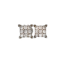 Load image into Gallery viewer, 14k White Gold, Diamond Square Earrings, Diamonds studs, Wedding Gift, Anniversary gift
