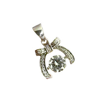 Load image into Gallery viewer, Dancing Cubic Zirconia Ribbon Pendant, Minimalist Jewelry,
