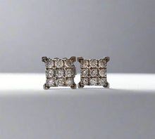 Load image into Gallery viewer, 14k White Gold, Diamond Square Earrings, Diamonds studs, Wedding Gift, Anniversary gift
