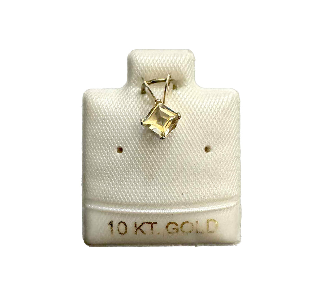 Square Citrine Pendant, Birthstone, Single Stone Necklace, Handmade Pendant, - Fuego