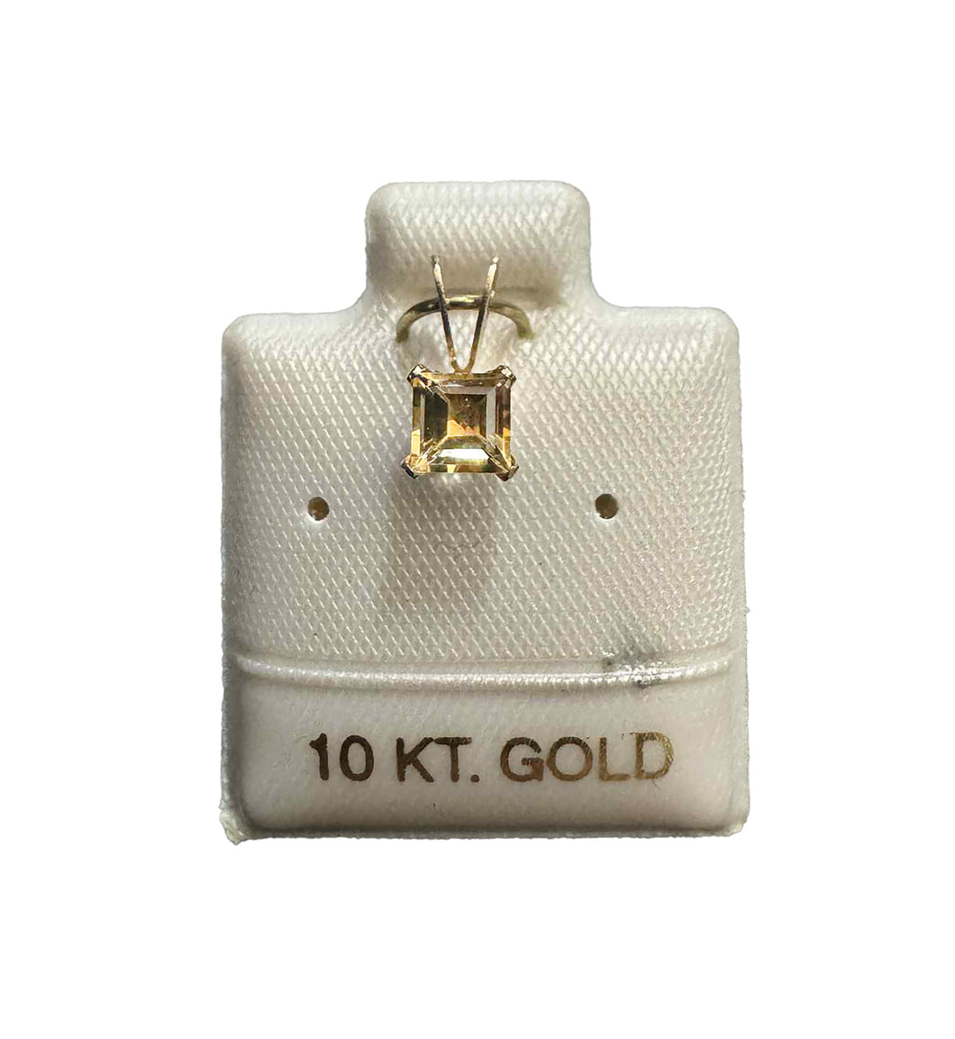 Square Citrine Pendant, Birthstone, Single Stone Necklace, Handmade Pendant,