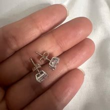 Load image into Gallery viewer, Stud Earrings, Sterling Silver with Cubic Zirconia, Square Earring, Bridesmaid Earrings , Large Earring, Trendy Earrings, Gift for mother
