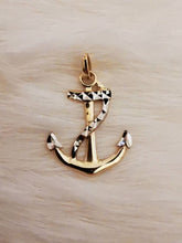 Load image into Gallery viewer, Two Tone Anchor Pendant, 10k Yellow Gold, Minimalist Jewelry
