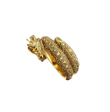 Load image into Gallery viewer, 10k Yellow Gold Dragon Cubic Zirconia Ring, Spiral Ring, Dragon Ring, Unique Ring
