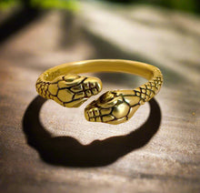 Load image into Gallery viewer, Double Snake Head Open Ring, Spiritual Jewelry, Animal Jewelry

