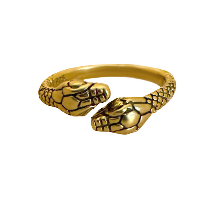 Double Snake Head Open Ring, Spiritual Jewelry, Animal Jewelry