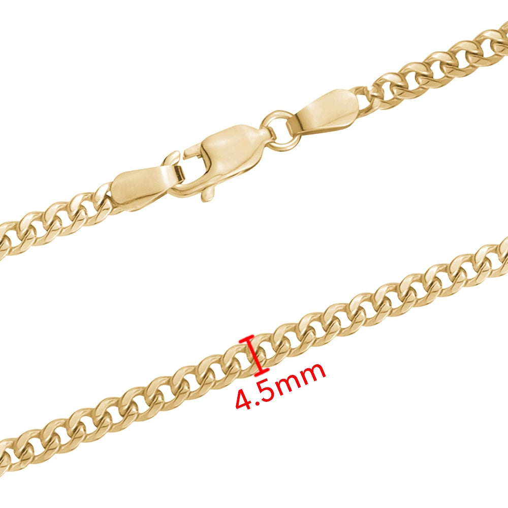SEMI HOLLOW CUBAN CHAIN, 4.5MM 10K YELLOW GOLD, 10k gold chain, mens jewelry, gold jewelry