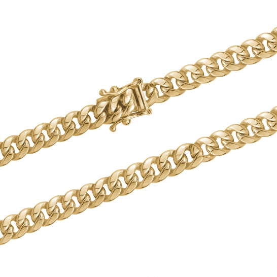 10K YELLOW GOLD SEMI HOLLOW CUBAN CHAIN 5.5MM, NECKLACE