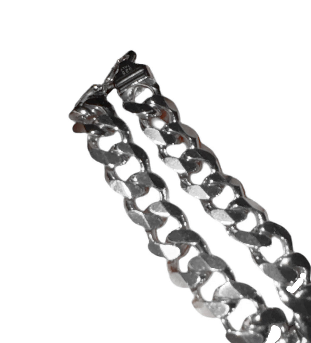 Curb Bracelet, Sterling Silver, Curb Chain, 10.6mm Width, Thick Curb Bracelet, Mens Jewelry