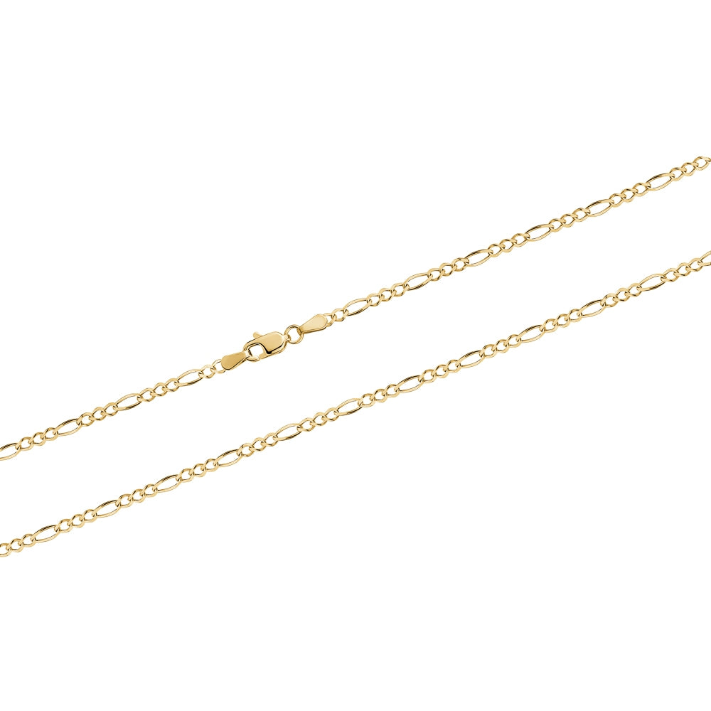 10K YELLOW GOLD FIGARO CHAIN, NECKLACE, 1.3mm