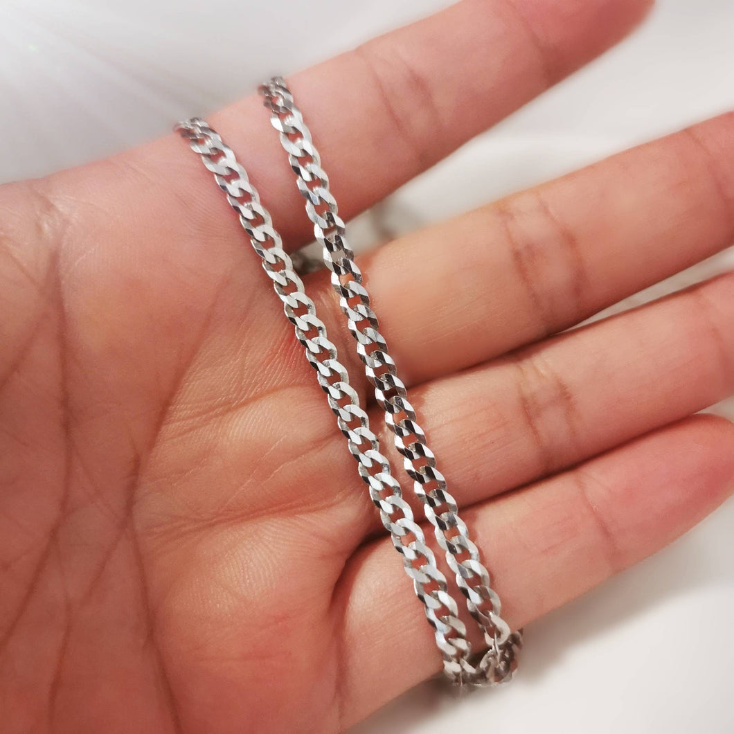 Men's Necklace, Mens Silver Chain, Curb Chain, 4mm, Bulk chain,