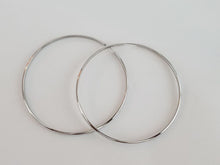 Load image into Gallery viewer, Thin Hoops Earring, Sterling Silver, Gift for women, Silver hoop earrings, Boho earrings, large earrings, trendy earrings, big earring,
