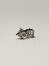 Load image into Gallery viewer, 14k White Gold, Diamond Square Earrings, Diamonds studs, Wedding Gift, Anniversary gift

